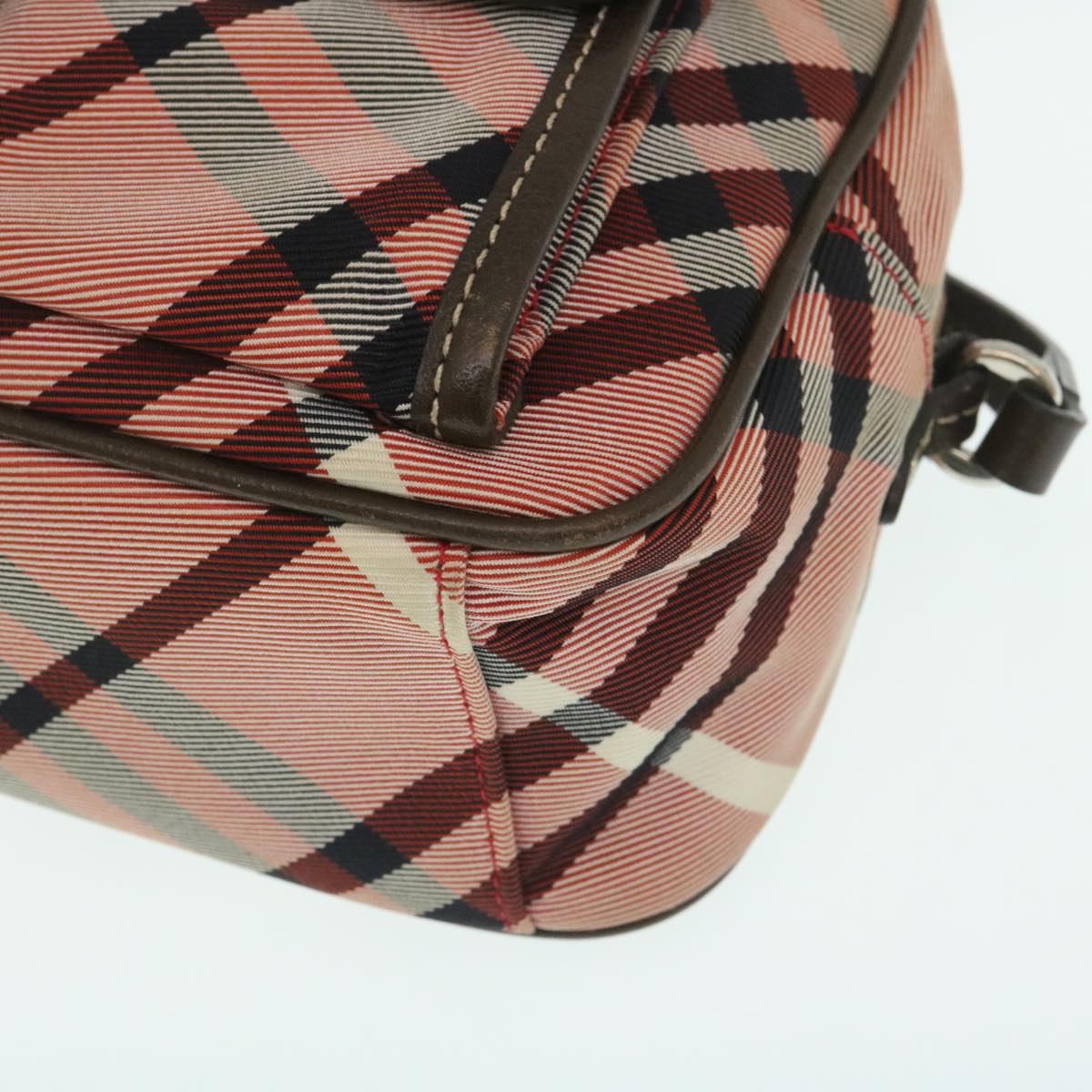 BURBERRY Nova Check Shoulder Bag Canvas Leather Red Brown Auth yk4089