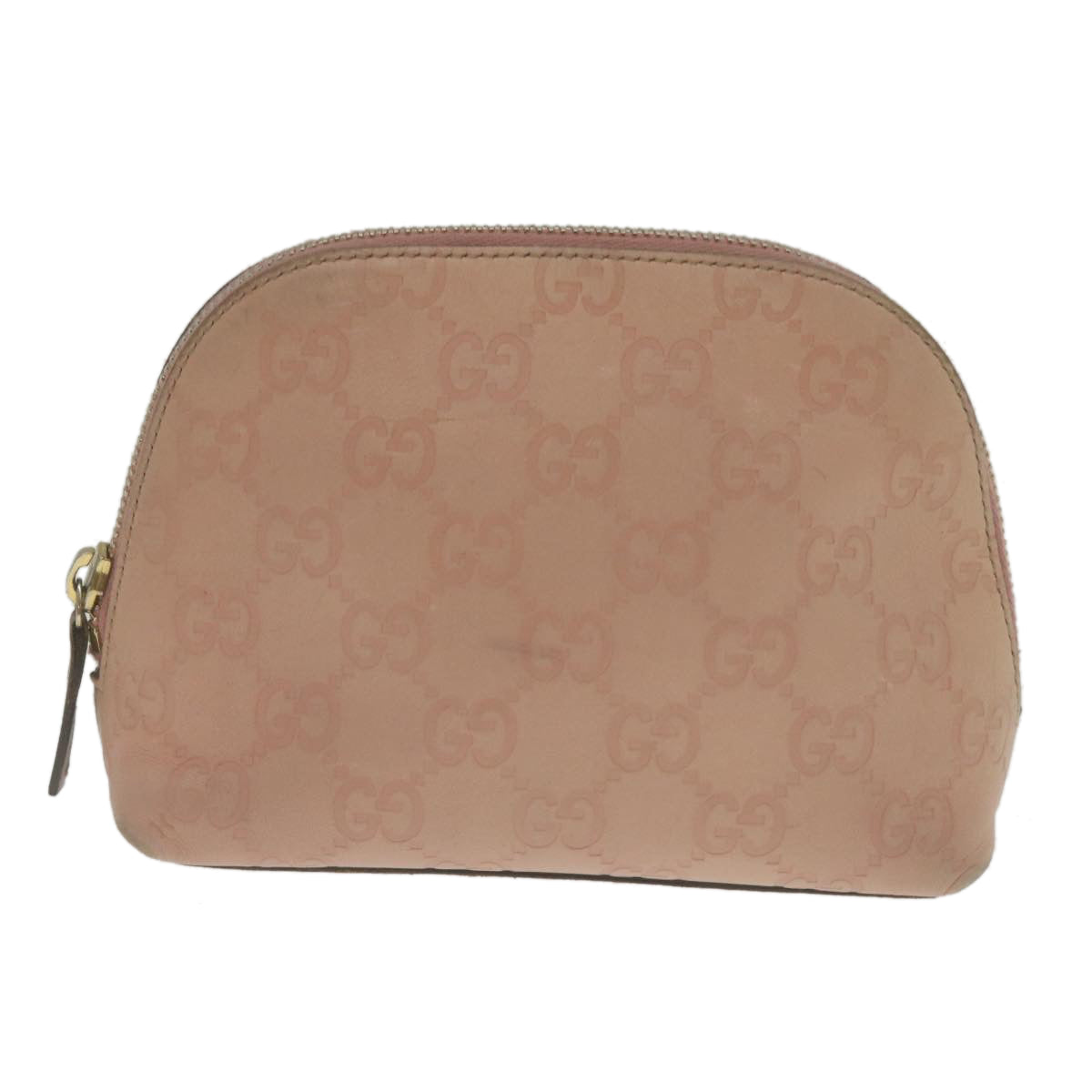 GUCCI GuccissimaLeather GG Canvas Cosmetic Pouch Pink Auth yk4172