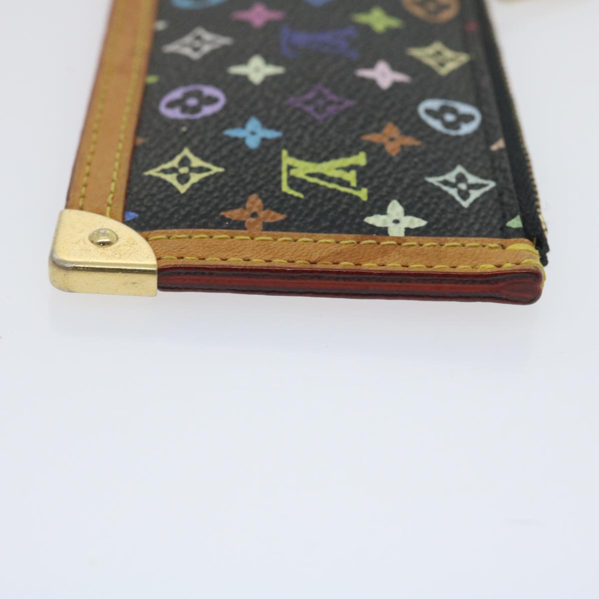 LOUIS VUITTON Monogram Multicolor Pochette Cles Coin Purse Black M92654 yk4243