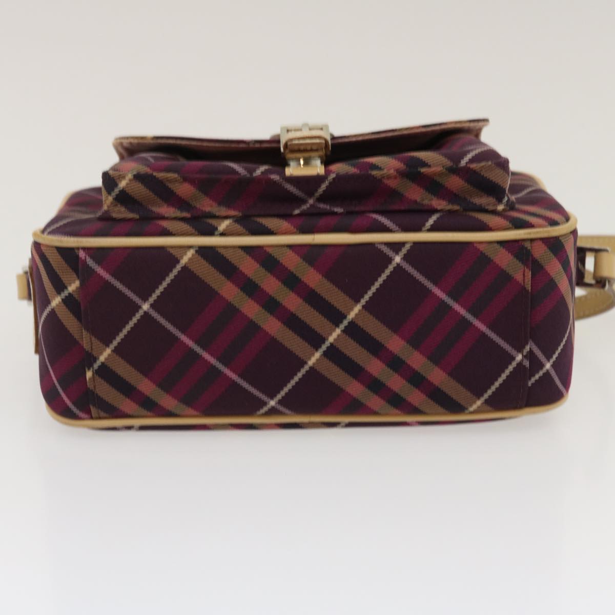 BURBERRY Nova Check Blue Label Shoulder Bag Canvas Leather Wine Red Auth yk4256