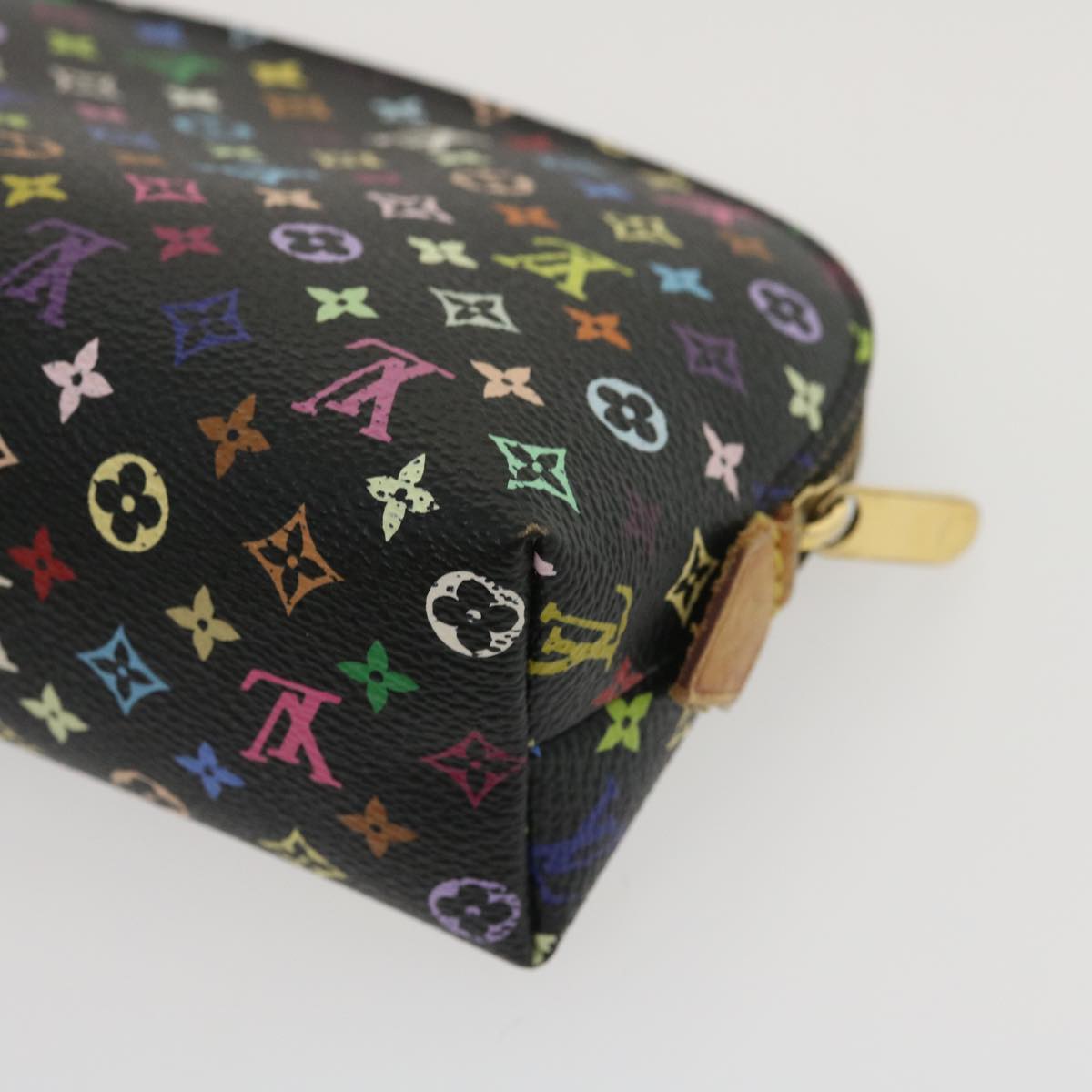 LOUIS VUITTON Monogram Multicolor Pochette Cosmetic Pouch Black M47355 LV yk4265