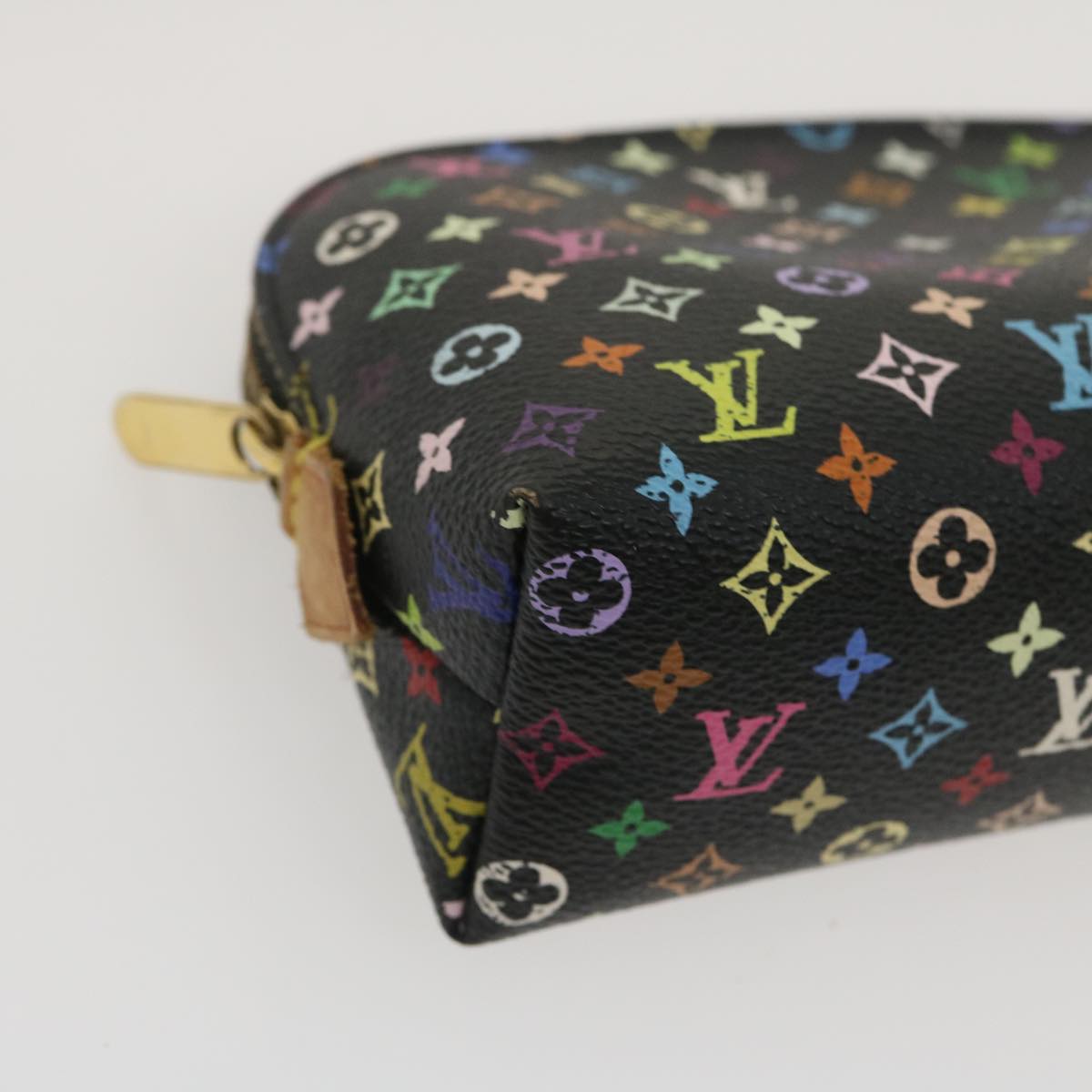 LOUIS VUITTON Monogram Multicolor Pochette Cosmetic Pouch Black M47355 LV yk4265