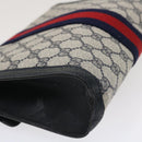 GUCCI GG Canvas Sherry Line Clutch Bag Navy Red Auth yk4501-16