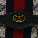 GUCCI GG Canvas Sherry Line Clutch Bag Navy Red Auth yk4501-8