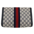 GUCCI GG Canvas Sherry Line Clutch Bag Navy Red Auth yk4501-2