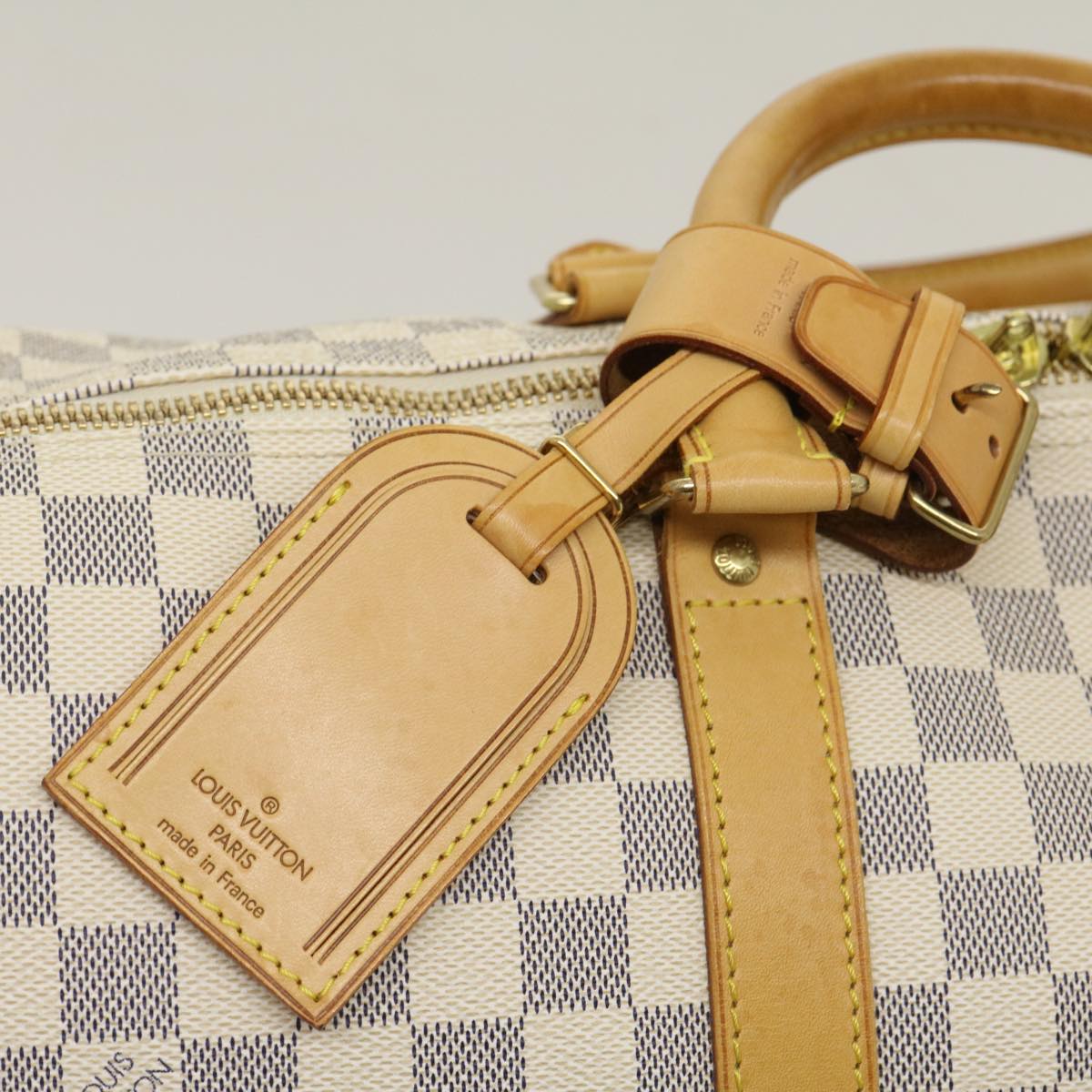 LOUIS VUITTON Damier Azur Keepall 50 Boston Bag N41430 LV Auth yk4588