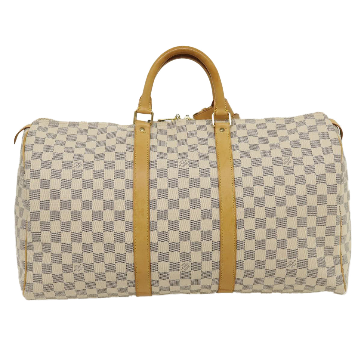 LOUIS VUITTON Damier Azur Keepall 50 Boston Bag N41430 LV Auth yk4588