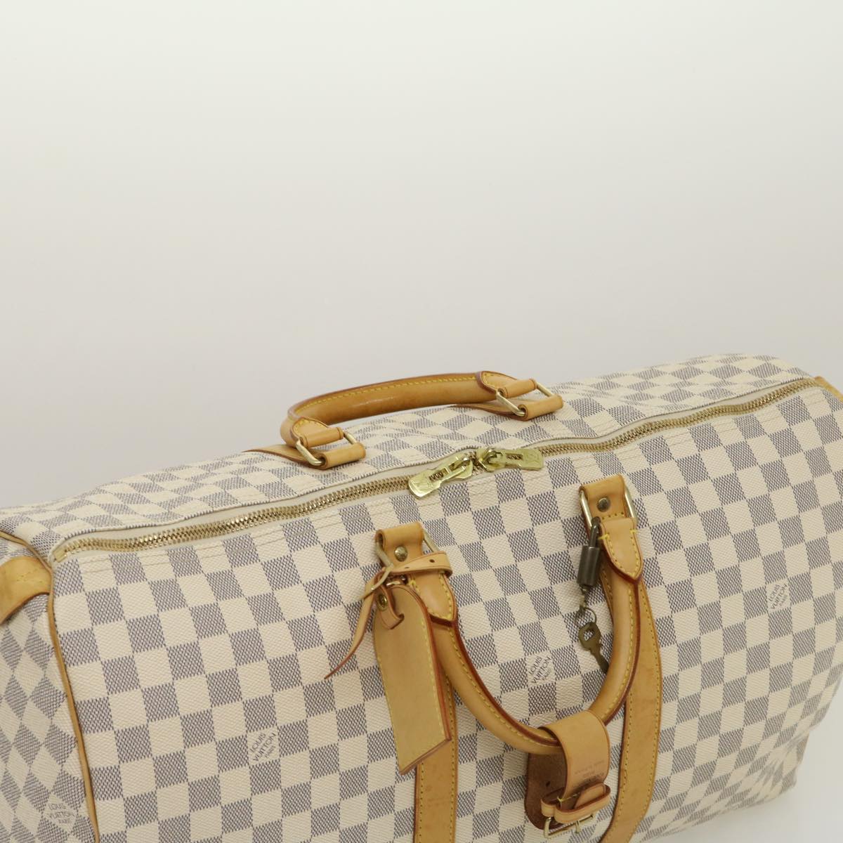 LOUIS VUITTON Damier Azur Keepall 50 Boston Bag N41430 LV Auth yk4588