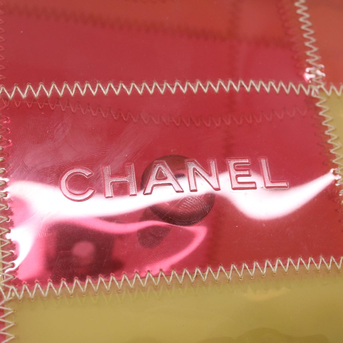 CHANEL Chain Shoulder Bag Vinyl Beige Pink CC Auth yk4589