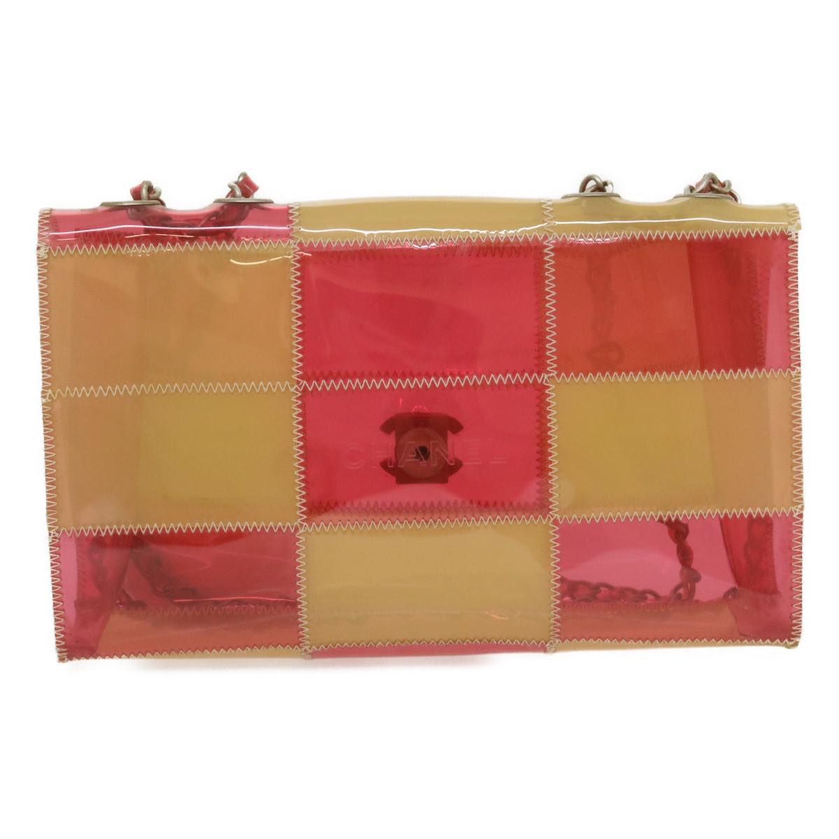 CHANEL Chain Shoulder Bag Vinyl Beige Pink CC Auth yk4589 - 0