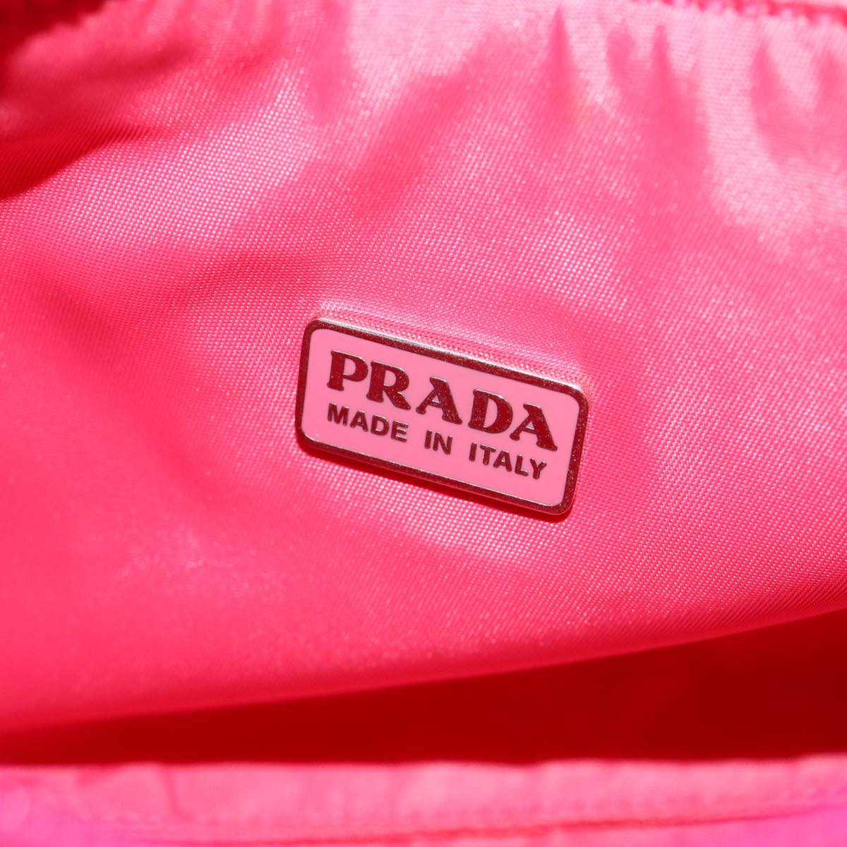 PRADA Hand Pouch Nylon Pink Auth yk4652