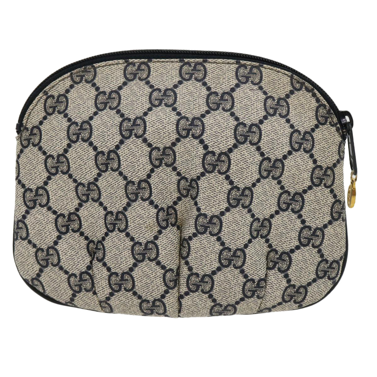 GUCCI GG Canvas Pouch PVC Leather Gray Navy 3780394492 Auth yk4798 - 0