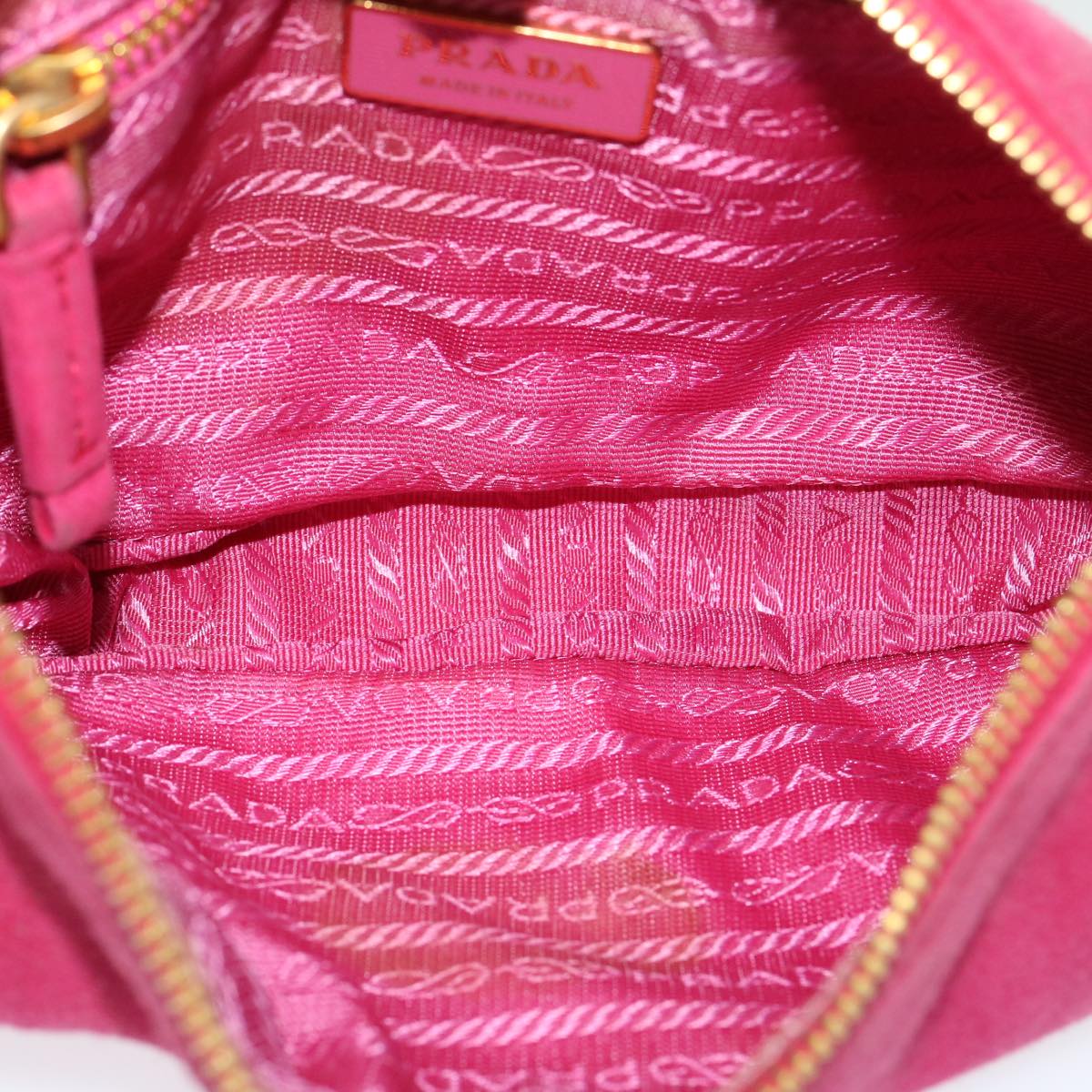 PRADA Fringe Shoulder Bag Suede Pink Auth yk4810