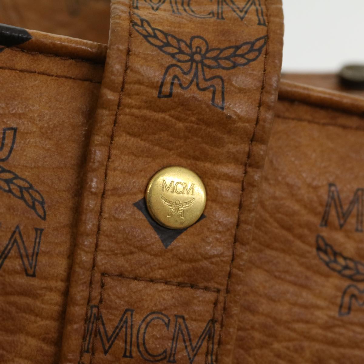 MCM Vicetos Logogram Shoulder Bag PVC Leather Brown Auth yk4908