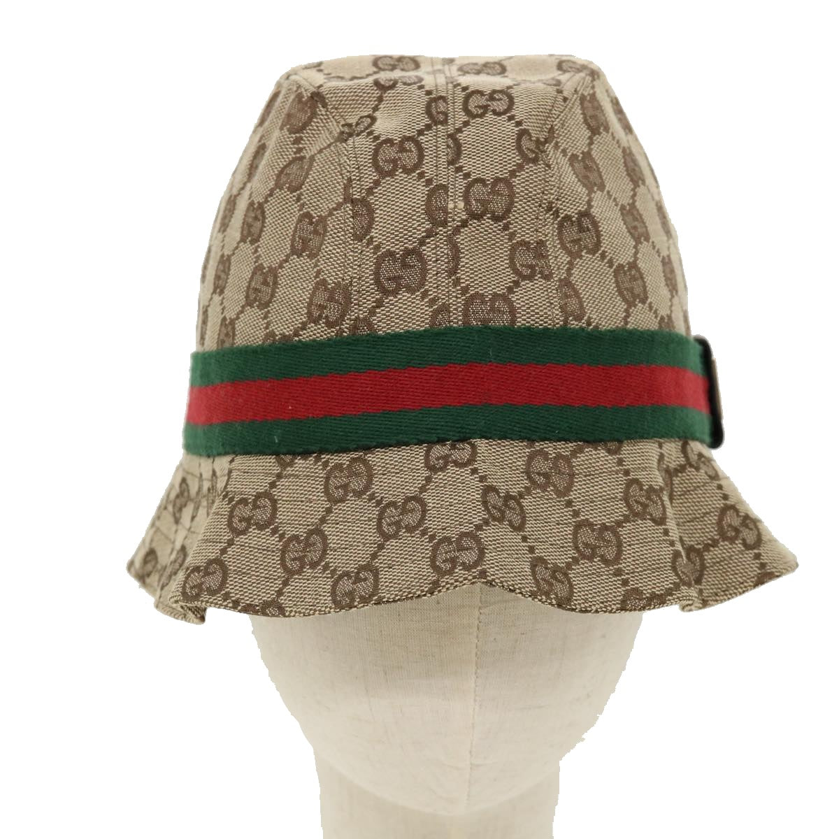 GUCCI Web Sherry Line GG Canvas Hat Beige Green Red Auth yk4943