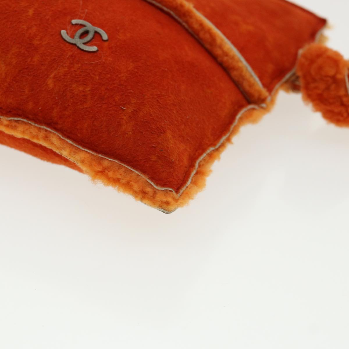 CHANEL Clutch Bag Mouton Orange CC Auth yk4991