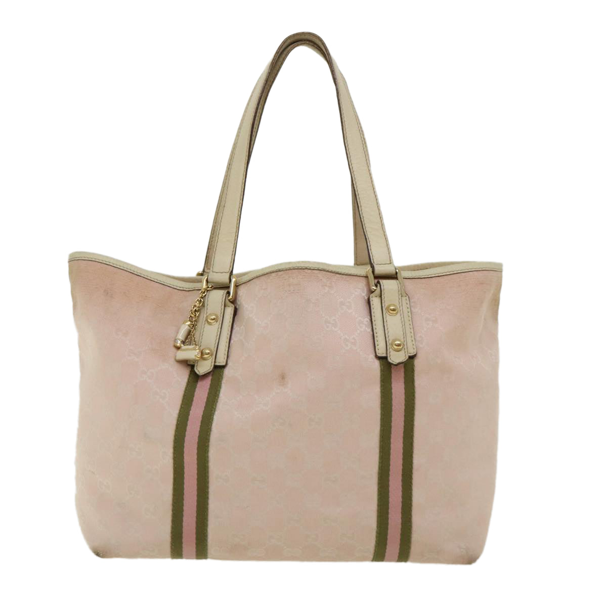 GUCCI GG Canvas Sherry Line Shoulder Bag 2Set Pink Beige Auth yk5006