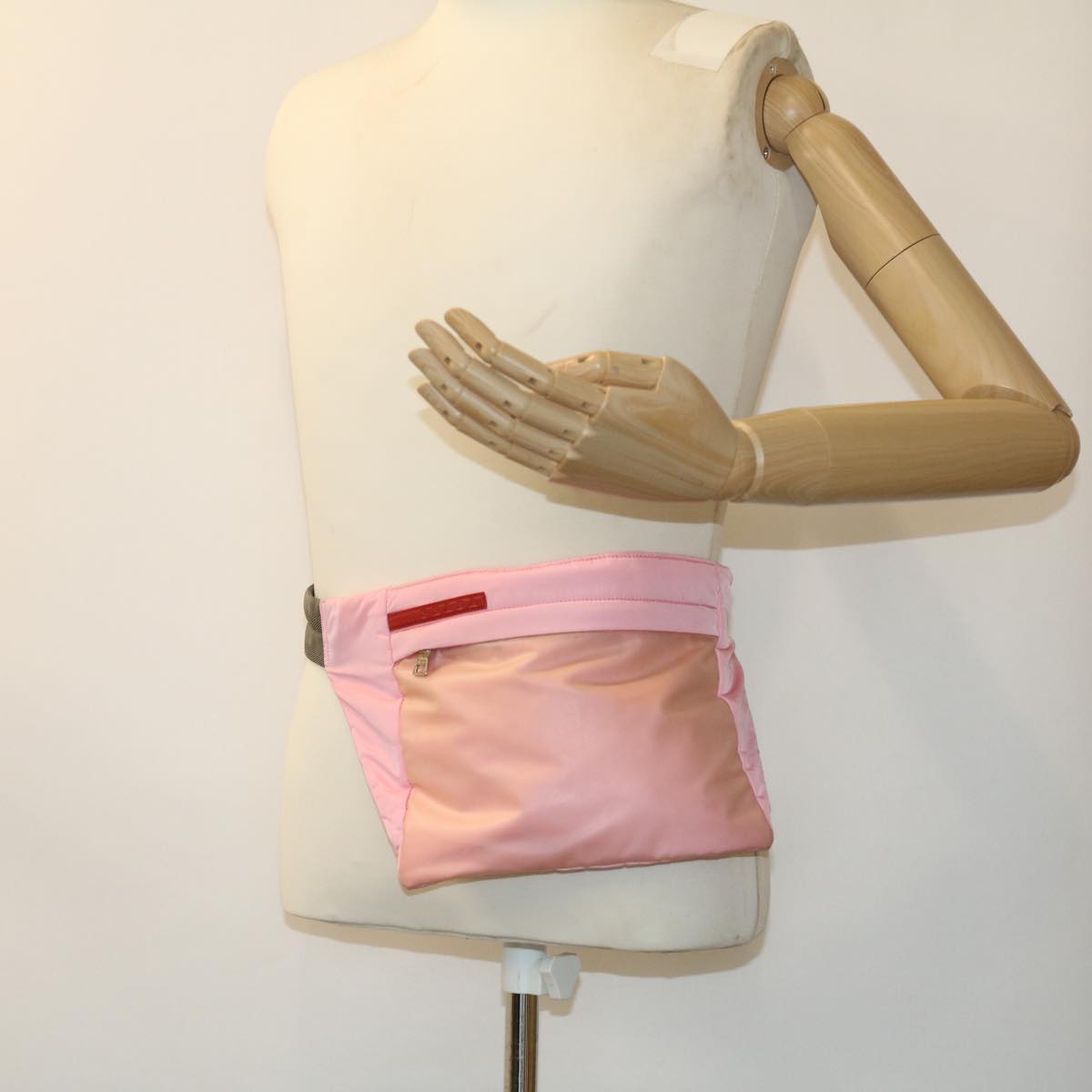 PRADA PRADA Sports Waist Bag Nylon Pink Auth yk5050