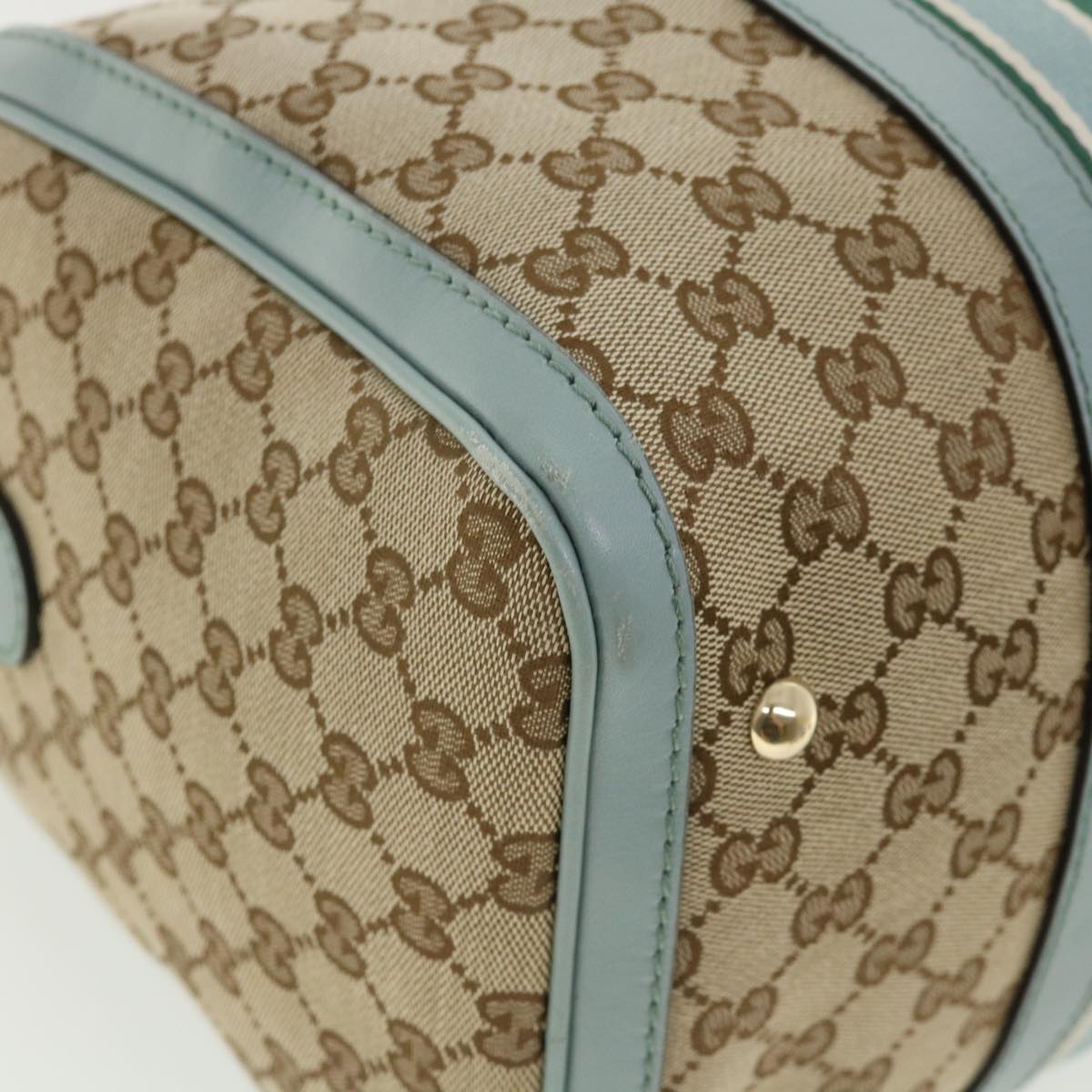 GUCCI GG Canvas Boston Bag 2way Beige Blue 247205525040 Auth yk5123A