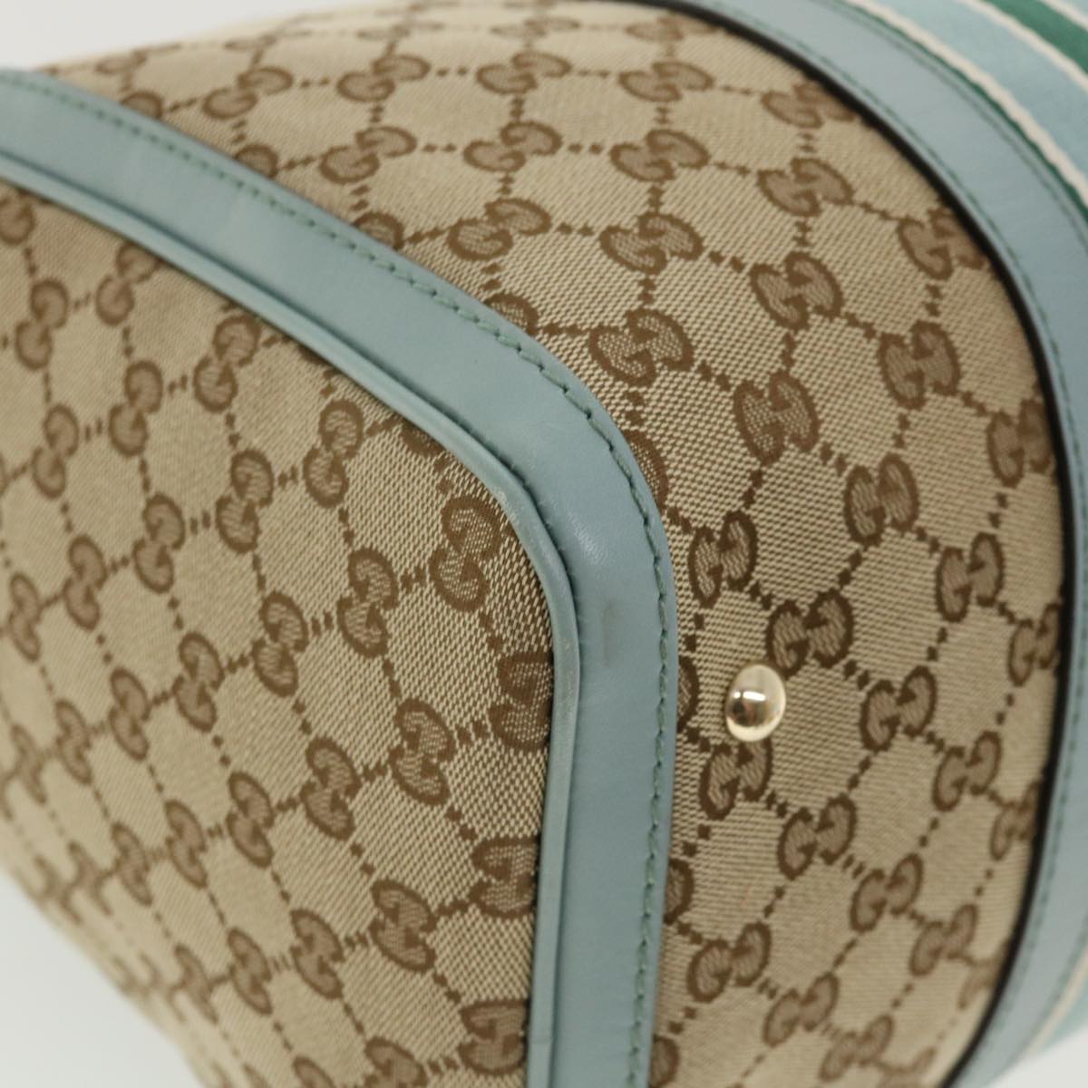 GUCCI GG Canvas Boston Bag 2way Beige Blue 247205525040 Auth yk5123A