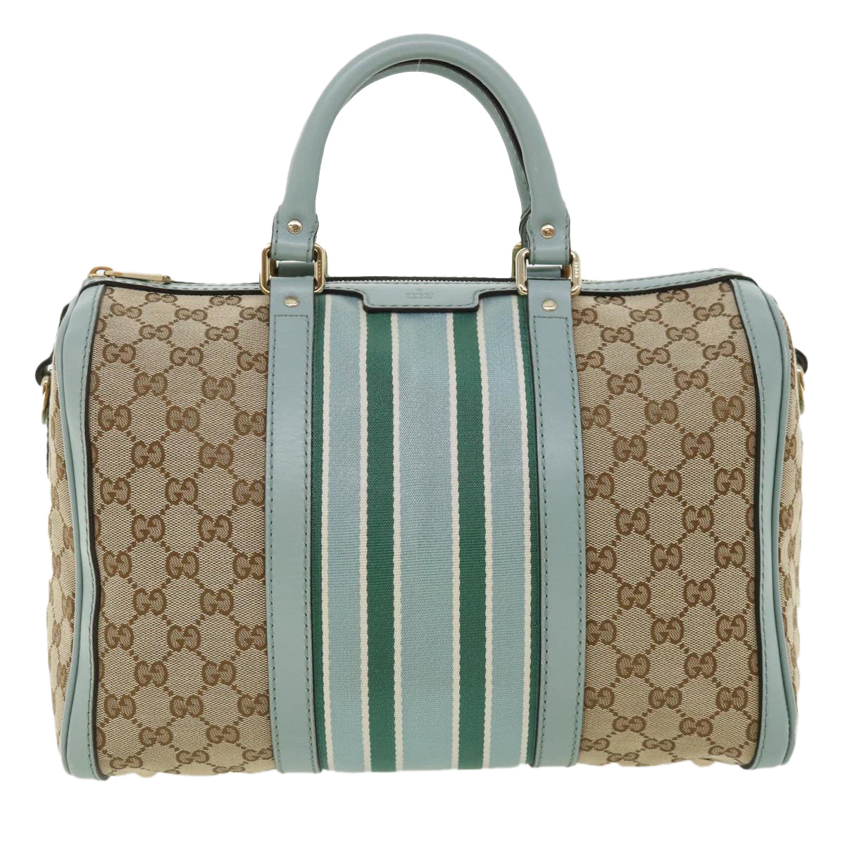 GUCCI GG Canvas Boston Bag 2way Beige Blue 247205525040 Auth yk5123A