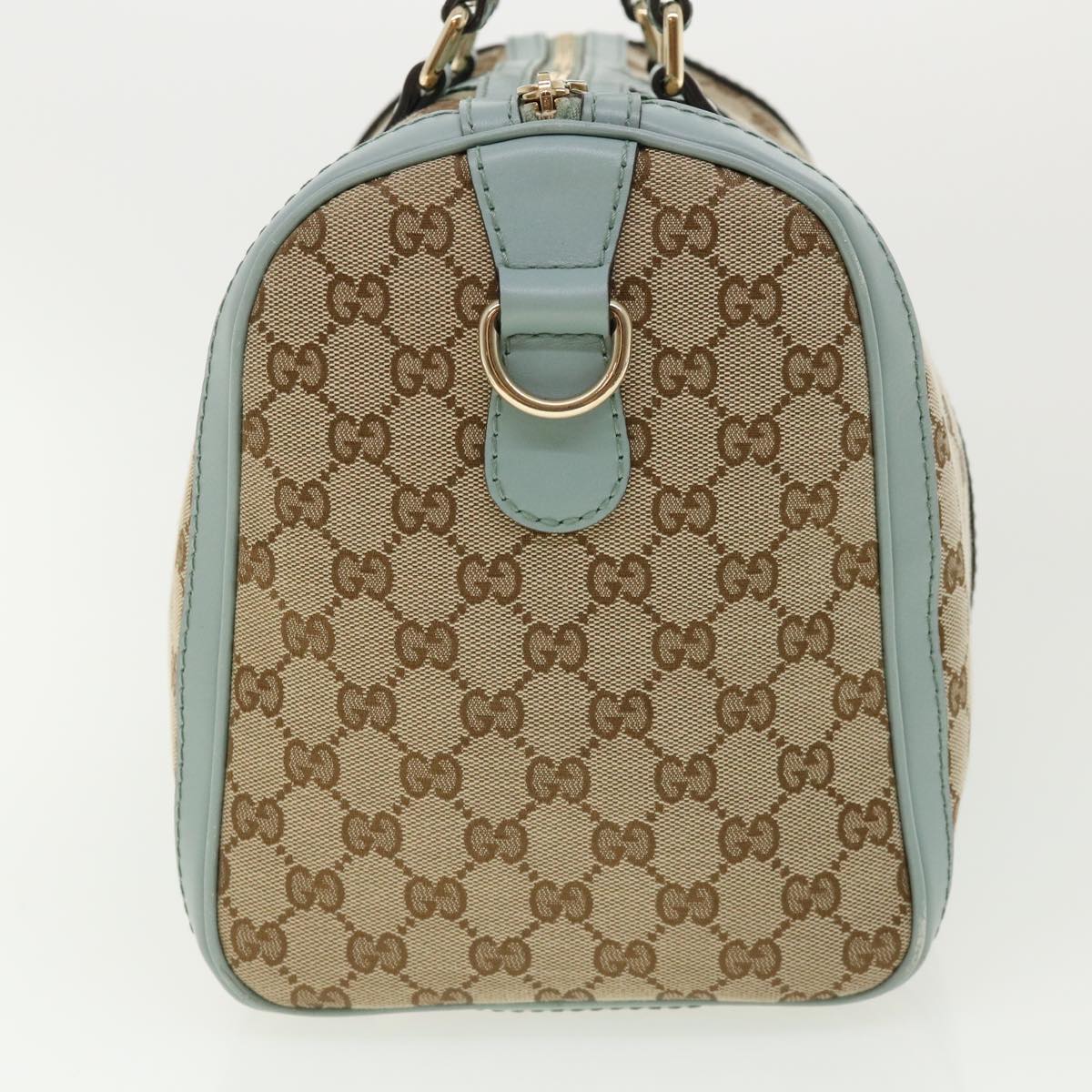 GUCCI GG Canvas Boston Bag 2way Beige Blue 247205525040 Auth yk5123A