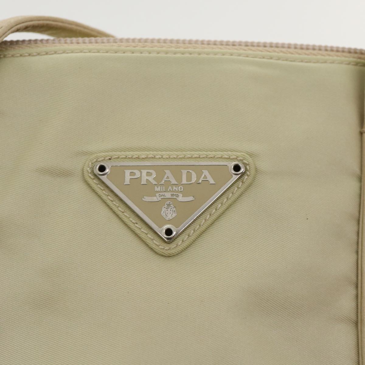 PRADA Hand Bag Nylon Beige Auth yk5235B