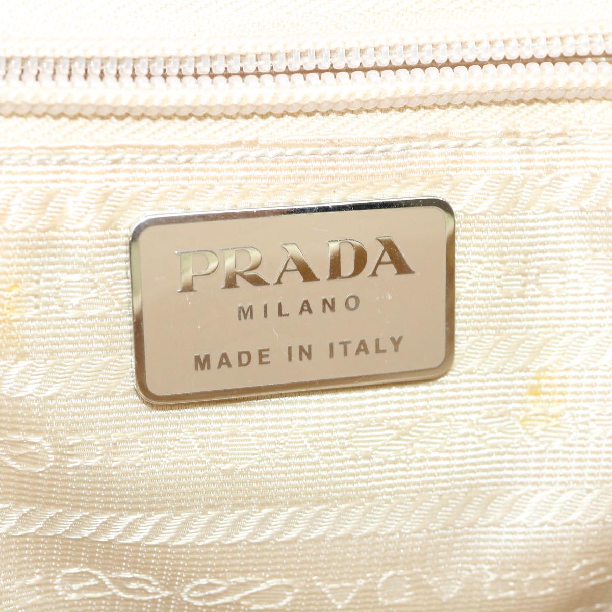 PRADA Hand Bag Nylon Beige Auth yk5235B