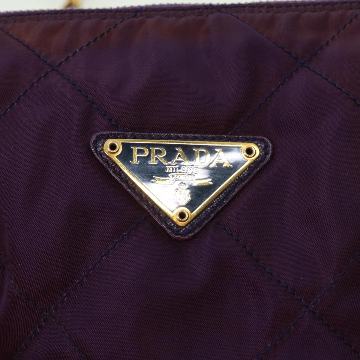 PRADA Quilted Chain Shoulder Bag Nylon Purple Auth yk5346