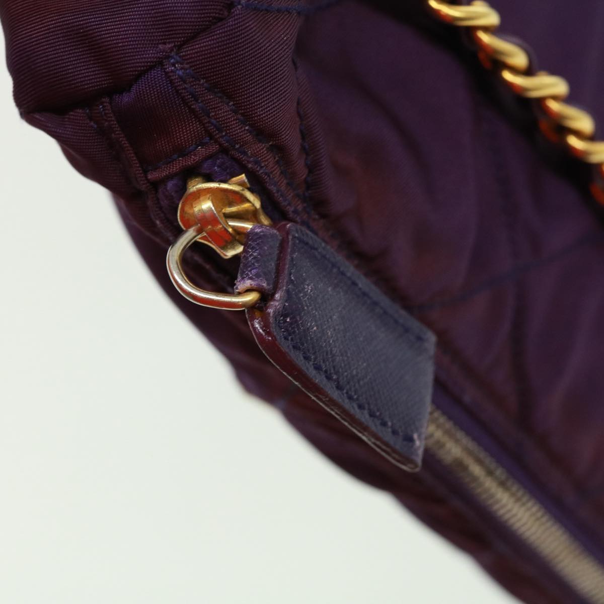 PRADA Quilted Chain Shoulder Bag Nylon Purple Auth yk5346