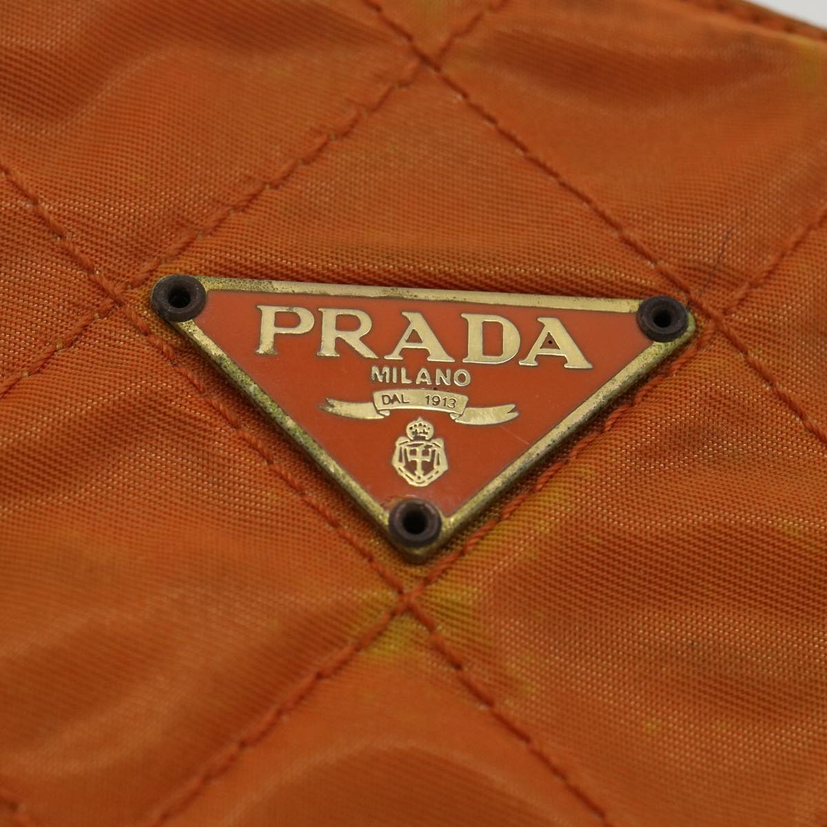 PRADA Quilted Chain Shoulder Bag Nylon Orange Auth yk5414