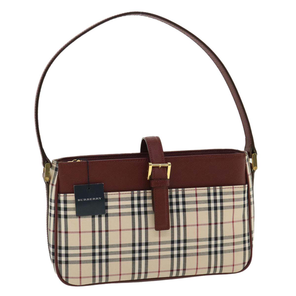 BURBERRY Nova Check Shoulder Bag Nylon Beige Auth yk5538