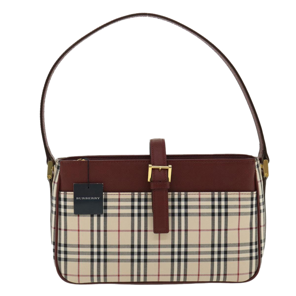 BURBERRY Nova Check Shoulder Bag Nylon Beige Auth yk5538