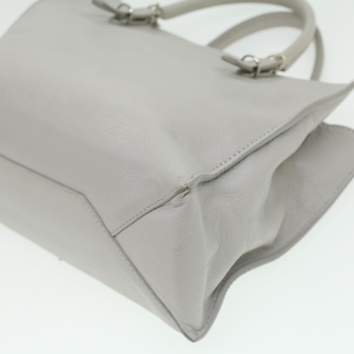BALENCIAGA Paper mini Hand Bag Leather Gray 305572 Auth yk5630