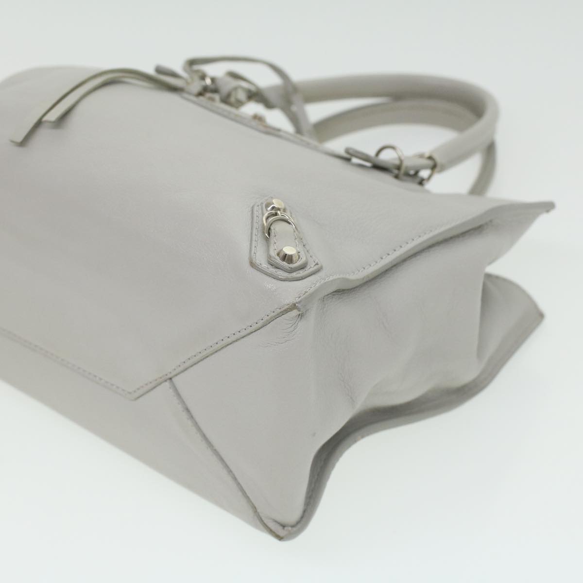 BALENCIAGA Paper mini Hand Bag Leather Gray 305572 Auth yk5630