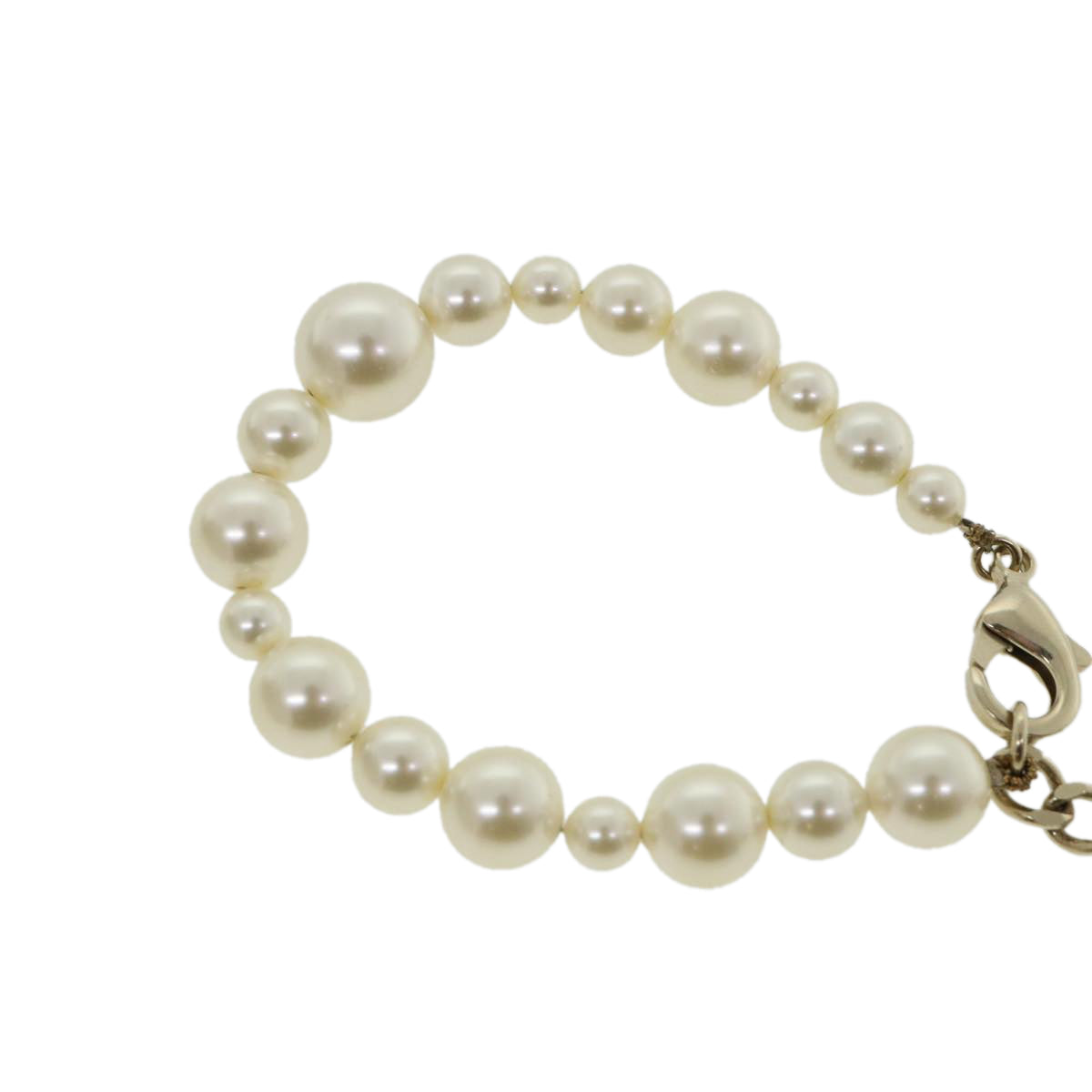 CHANEL Pearl Bracelet metal White CC Auth yk5644