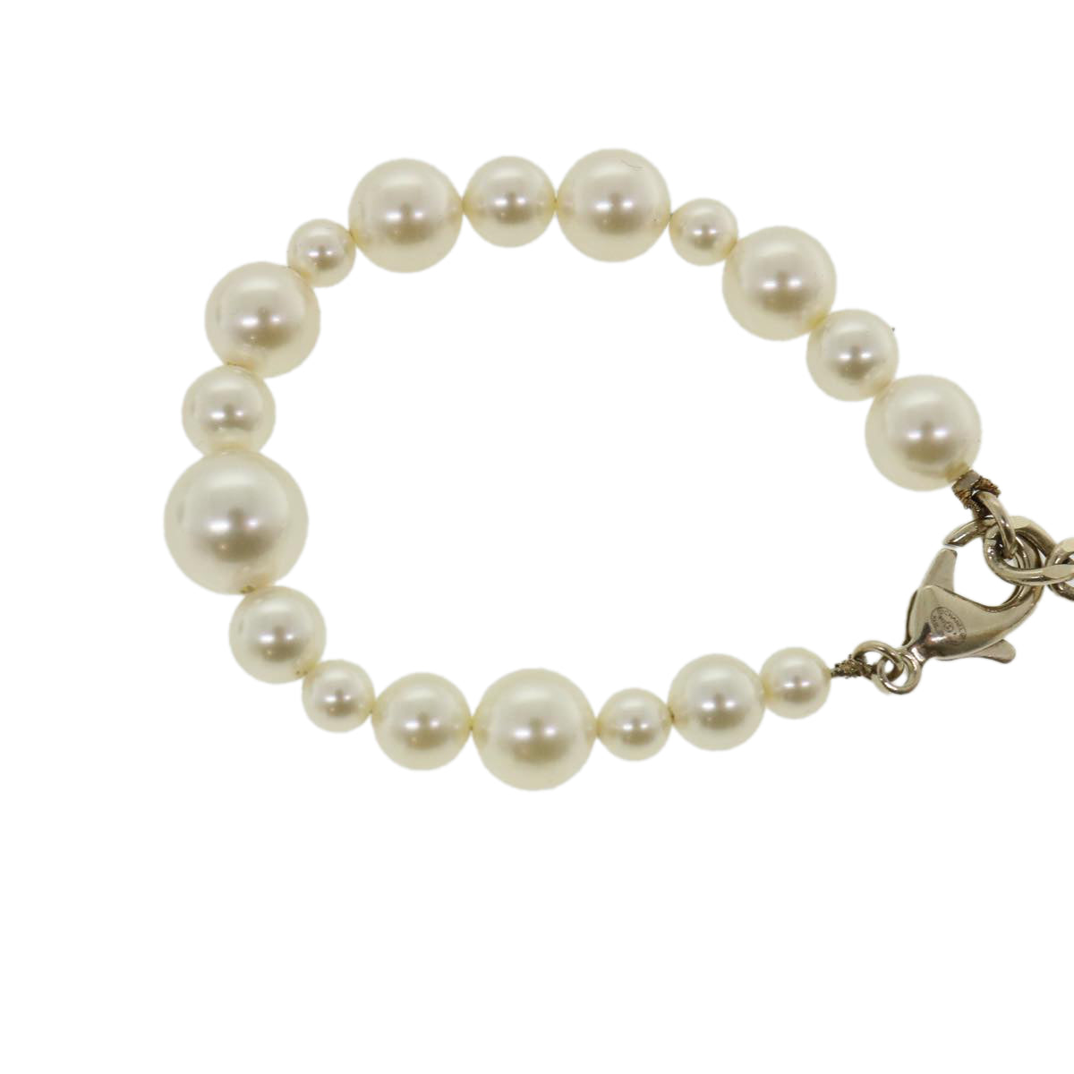 CHANEL Pearl Bracelet metal White CC Auth yk5644