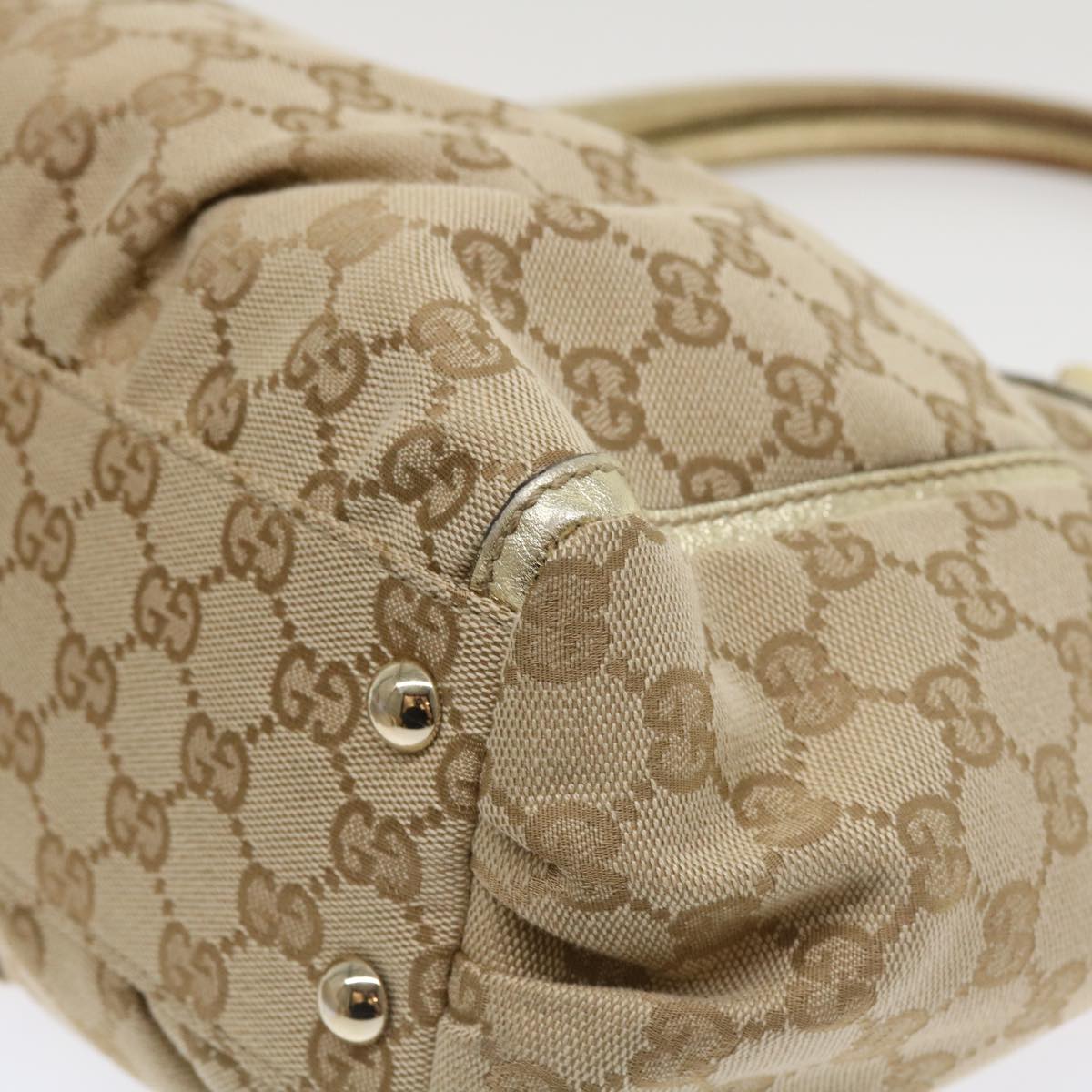 GUCCI GG Canvas Abbey Tote Bag Beige Champagne Gold 189831 Auth yk5652