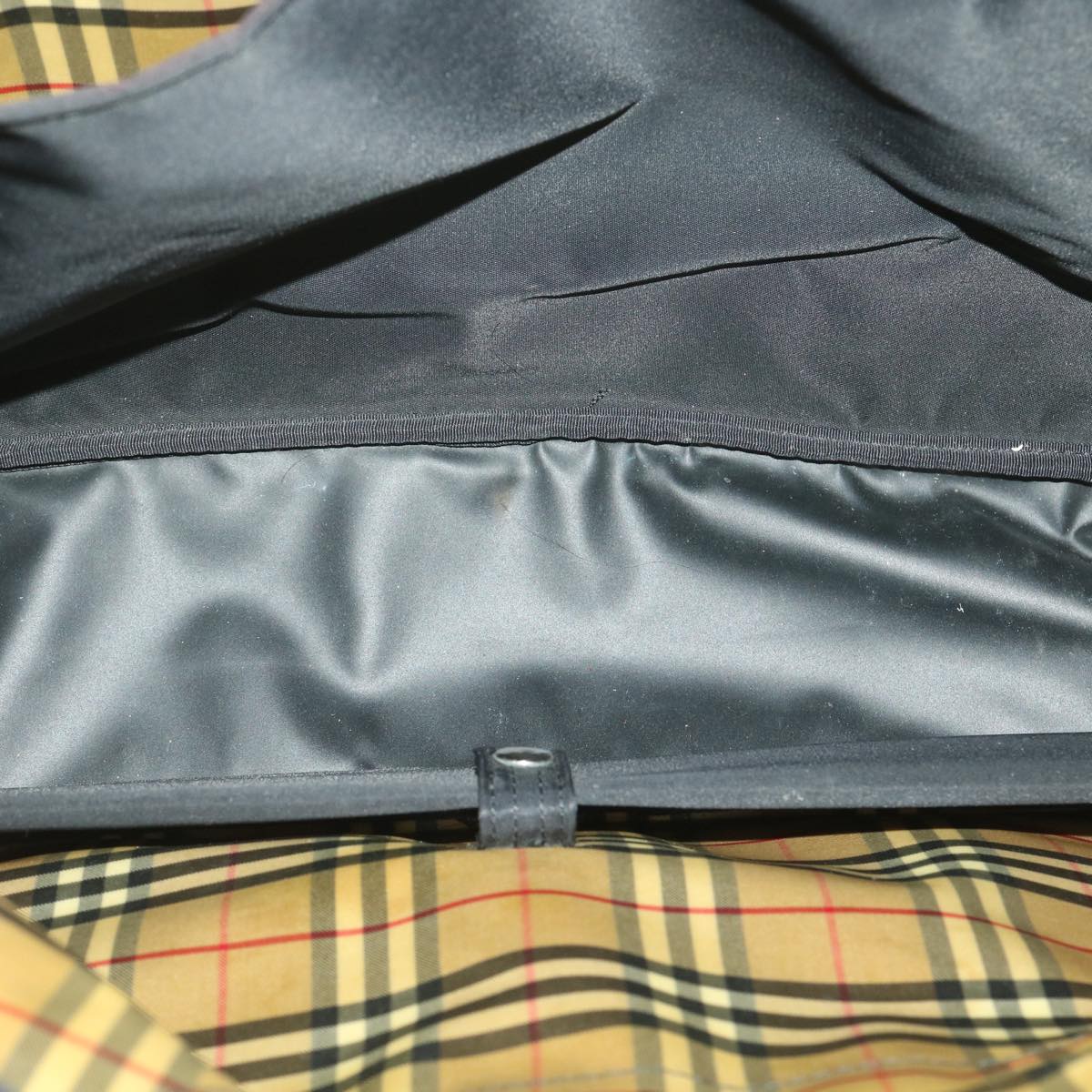 Burberrys Nova Check Blue Label Hand Bag Nylon Beige Red black Auth yk5685