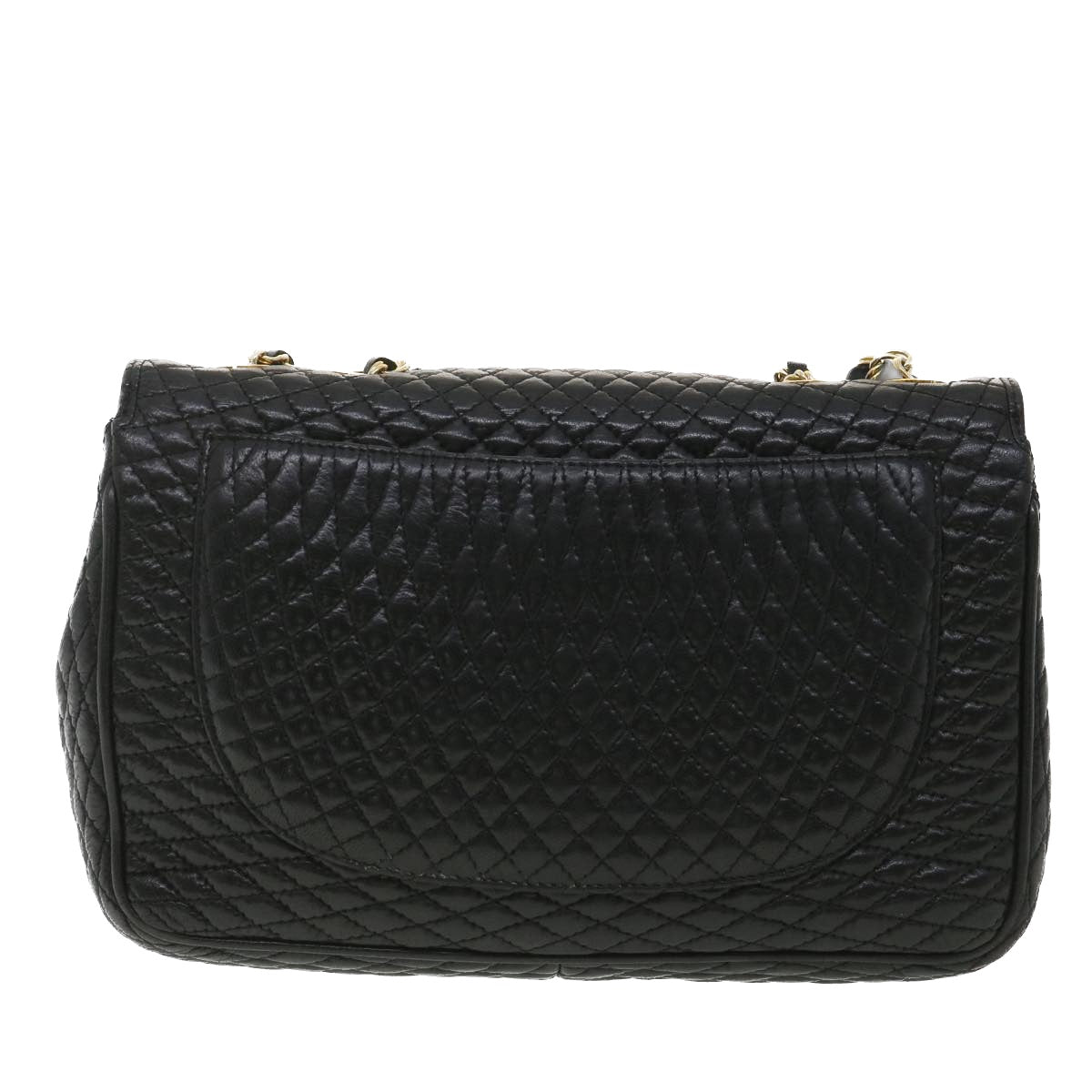 BALLY Quilted Chain Shoulder Bag Leather Black Auth yk5704 - 0