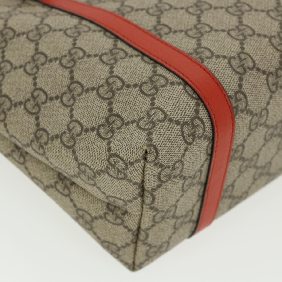 GUCCI GG Canvas Hand Bag Beige Red 297557 Auth yk5735