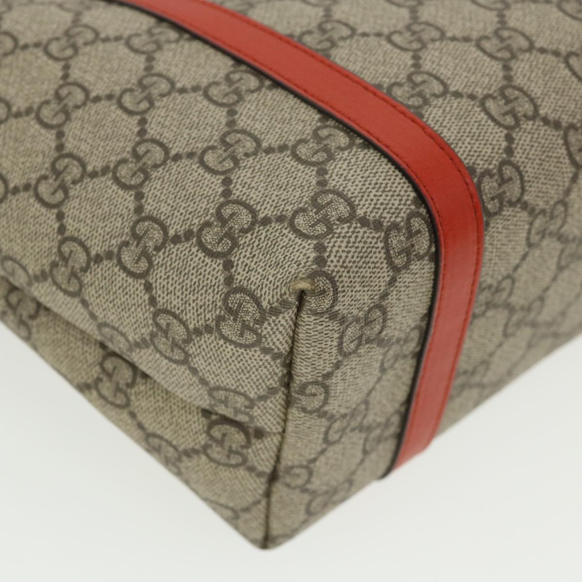 GUCCI GG Canvas Hand Bag Beige Red 297557 Auth yk5735