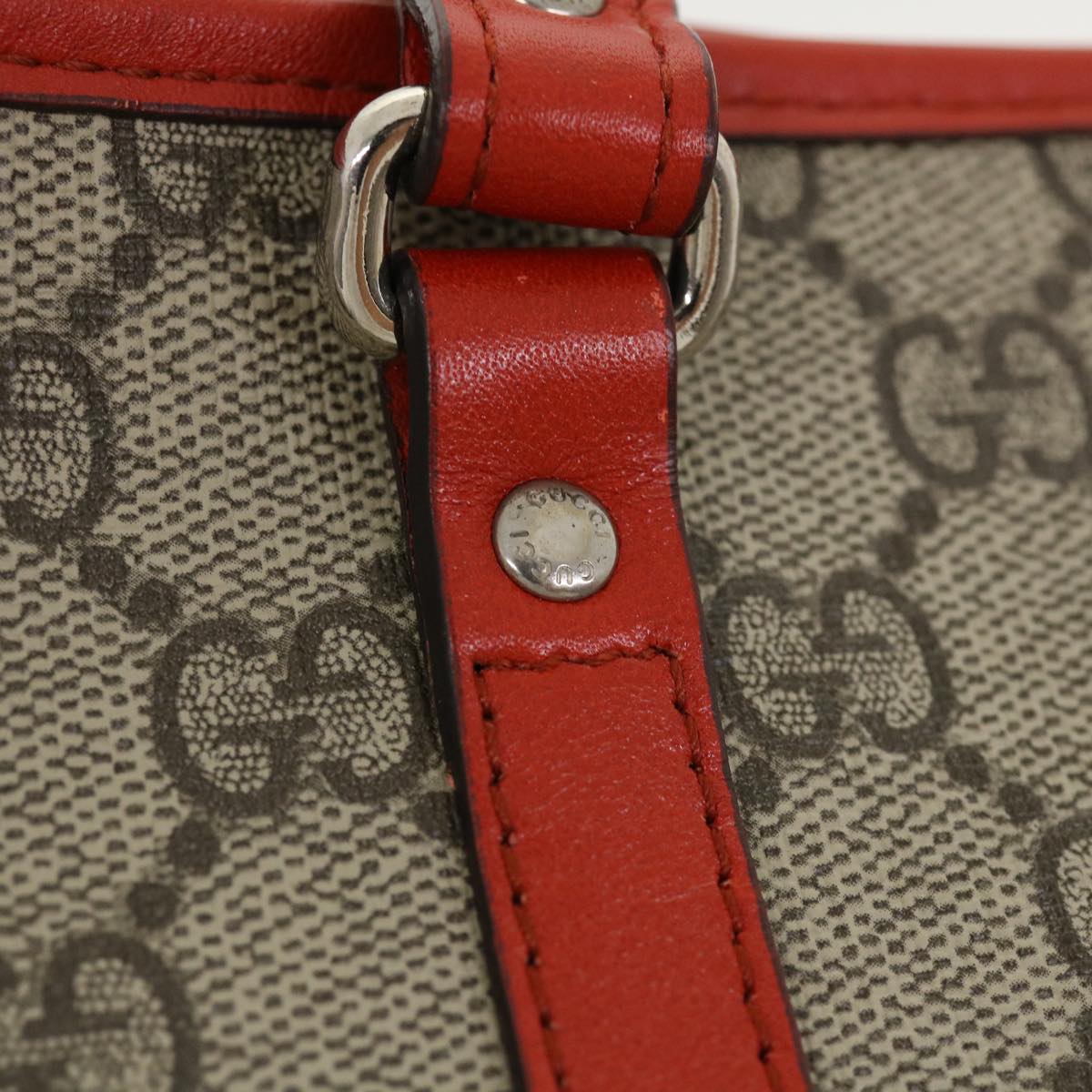 GUCCI GG Canvas Hand Bag Beige Red 297557 Auth yk5735