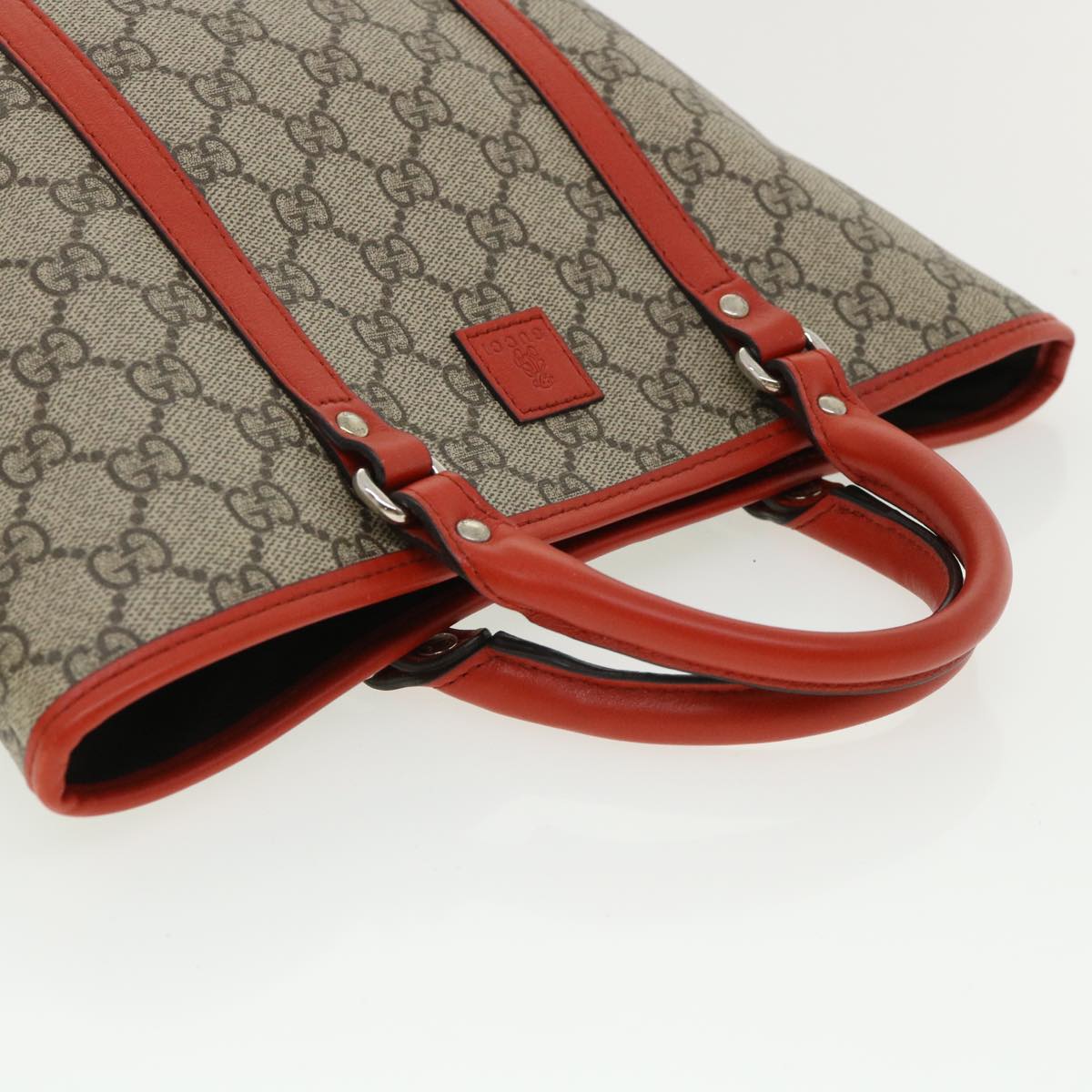 GUCCI GG Canvas Hand Bag Beige Red 297557 Auth yk5735