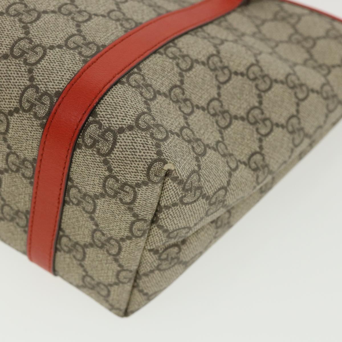 GUCCI GG Canvas Hand Bag Beige Red 297557 Auth yk5735