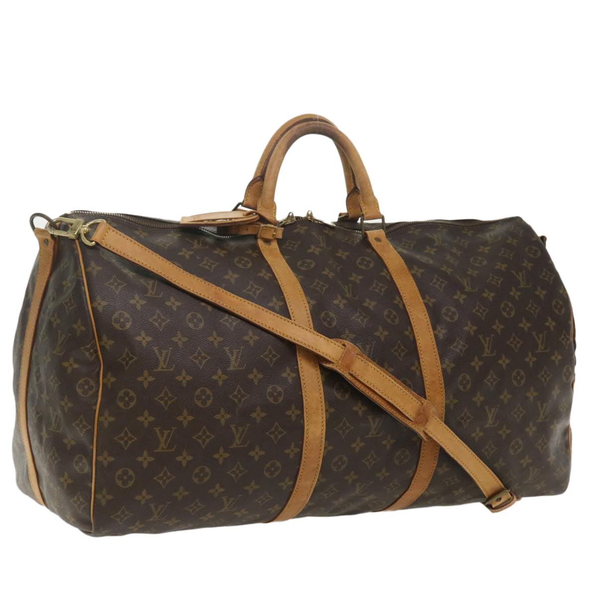 LOUIS VUITTON Monogram Keepall Bandouliere 60 Boston Bag M41412 LV Auth yk5836