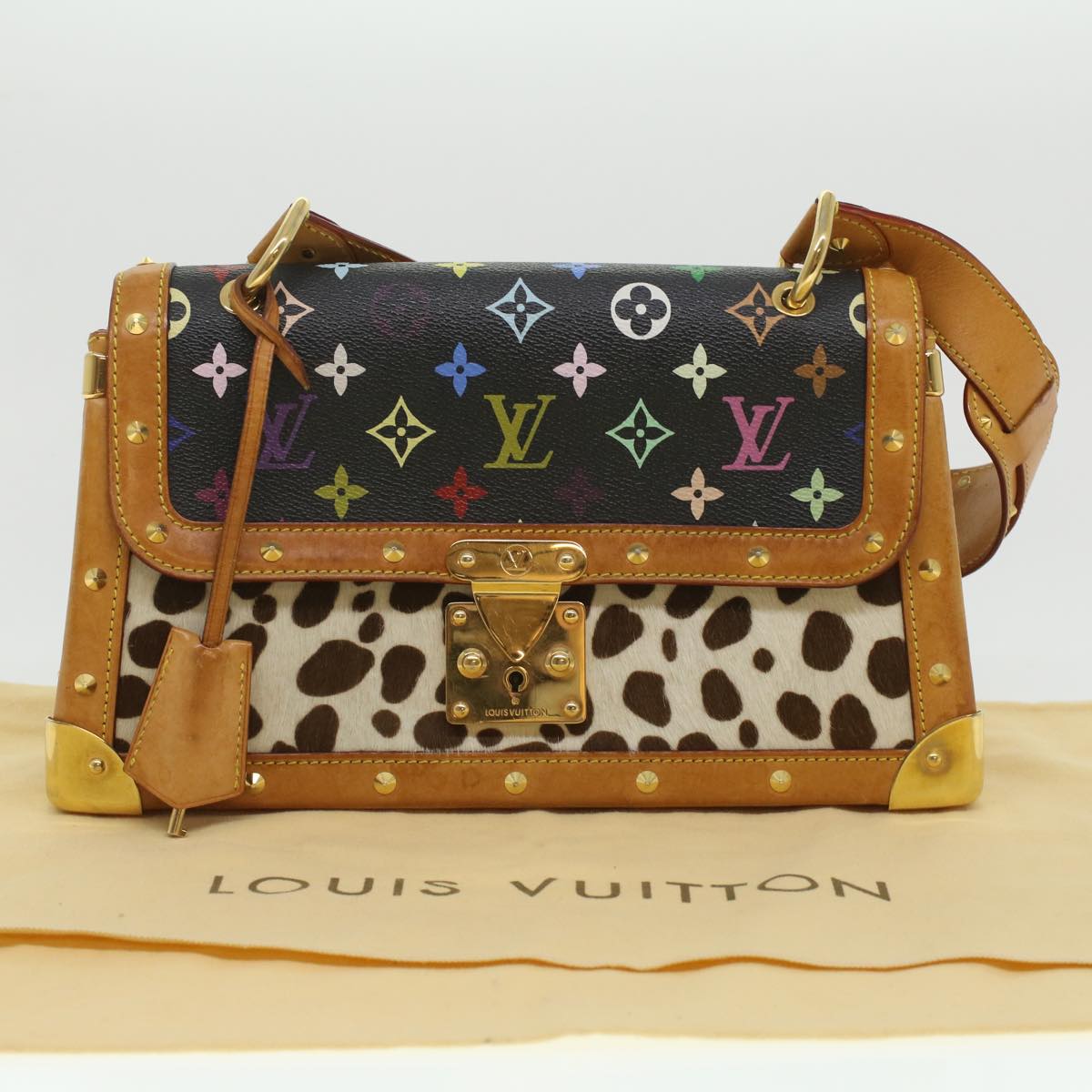 LOUIS VUITTON Monogram Multicolor Sac Dalmatian Hand Bag Black M92825 LV yk5888
