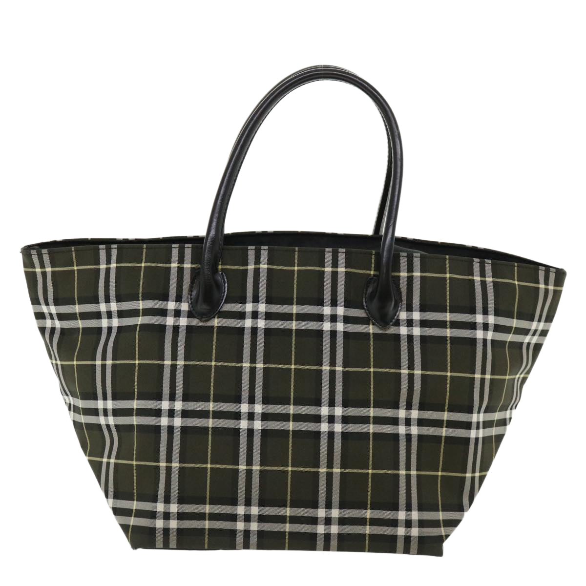 BURBERRY Nova Check Hand Bag Nylon Khaki Auth yk5895