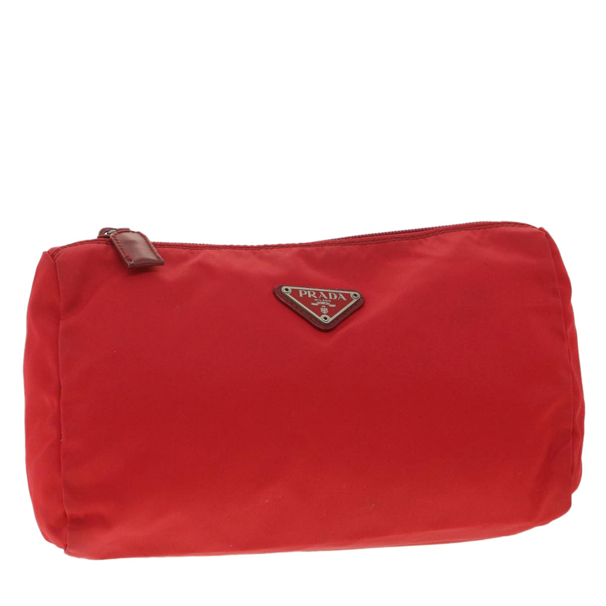 PRADA Pouch Nylon Red Auth yk5897