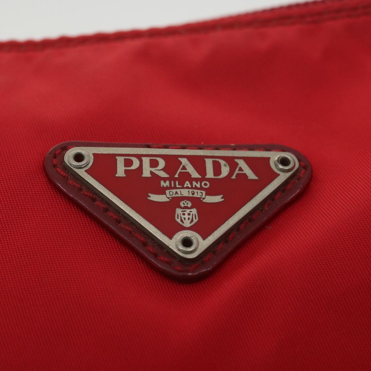 PRADA Pouch Nylon Red Auth yk5897